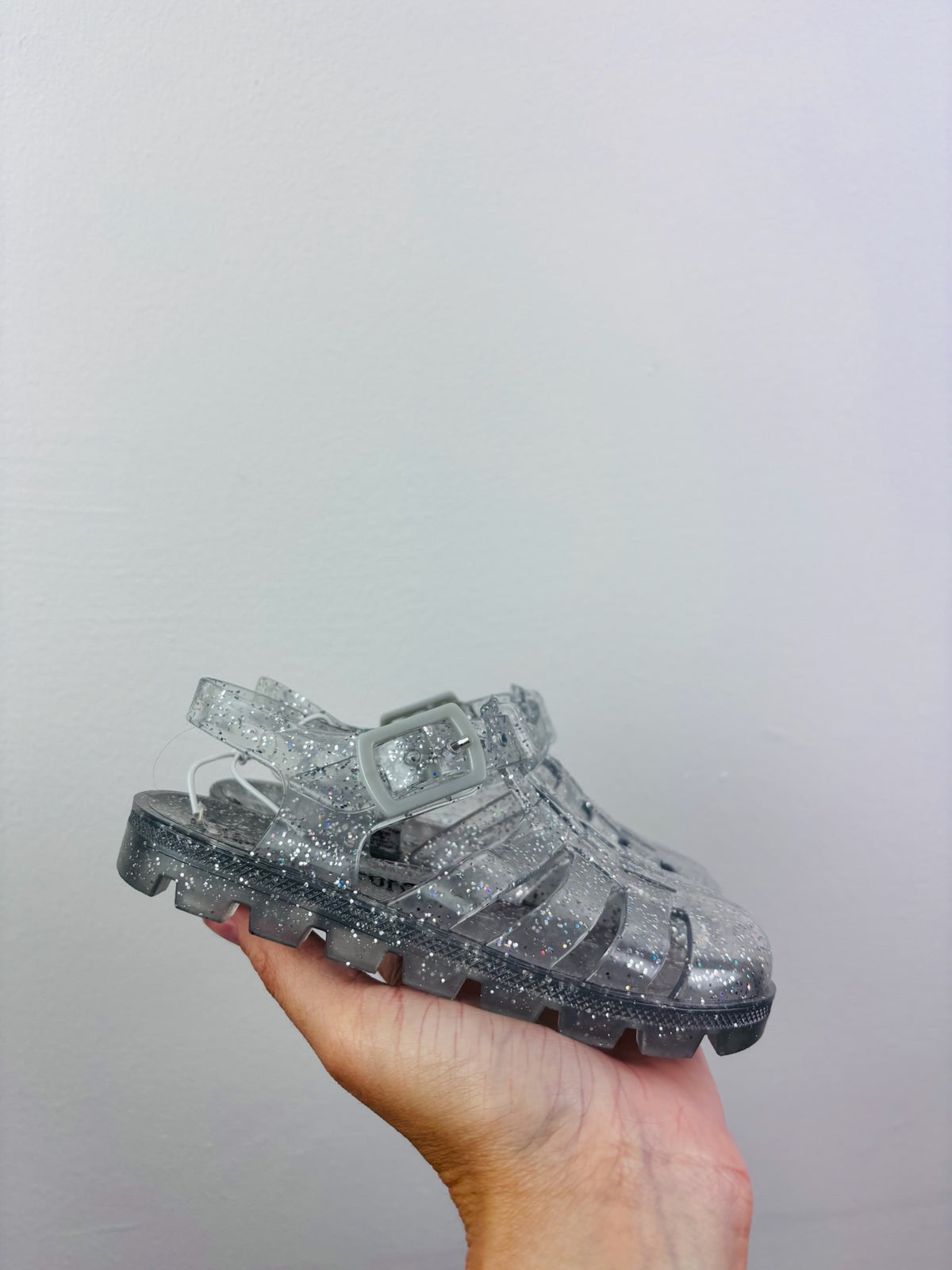 George Silver Glitter Jelly Sandals UK 8-Sandals-Second Snuggle Preloved