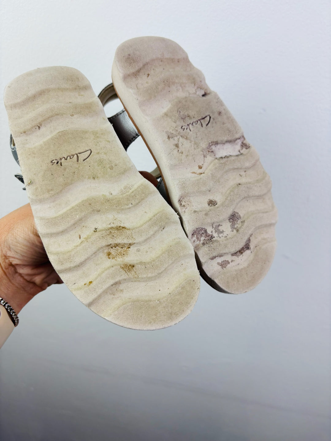 Clarks Silver Buckle Sandals UK 10.5F