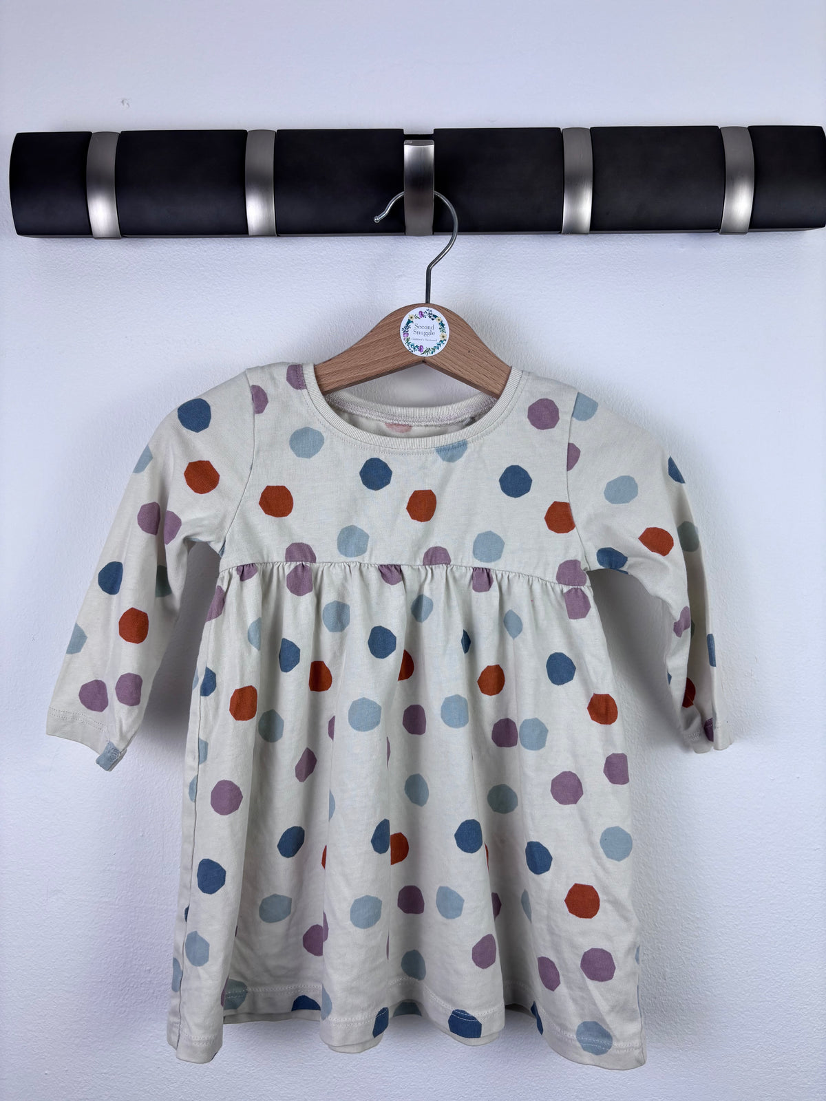 Next Cream Multicoloured Spot Dress 6–9 Months-Dresses-Second Snuggle Preloved