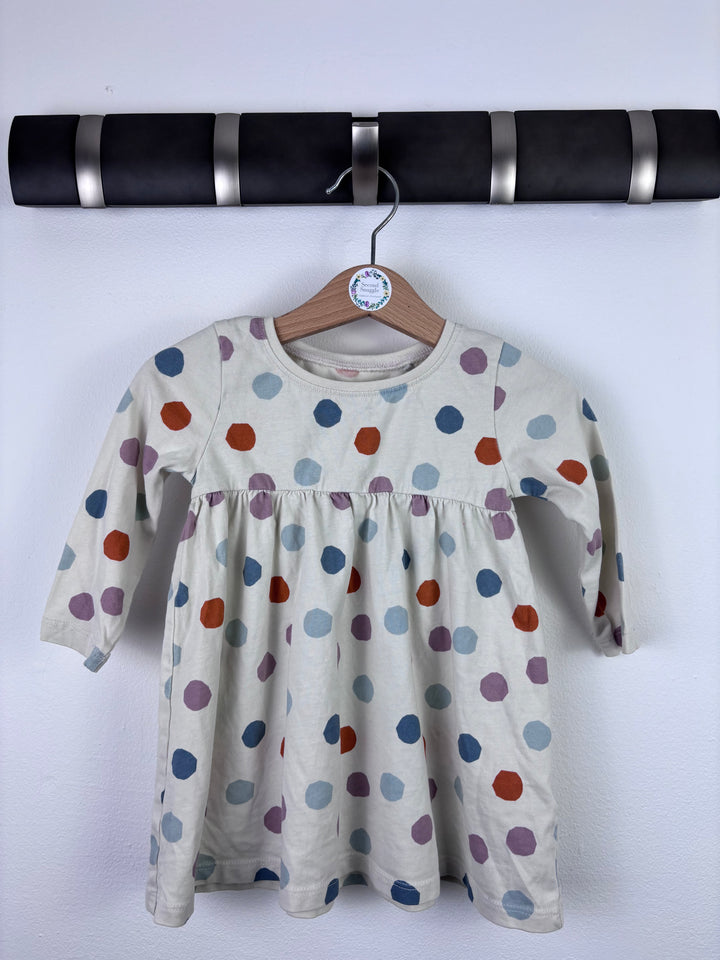 Next Cream Multicoloured Spot Dress 6–9 Months-Dresses-Second Snuggle Preloved