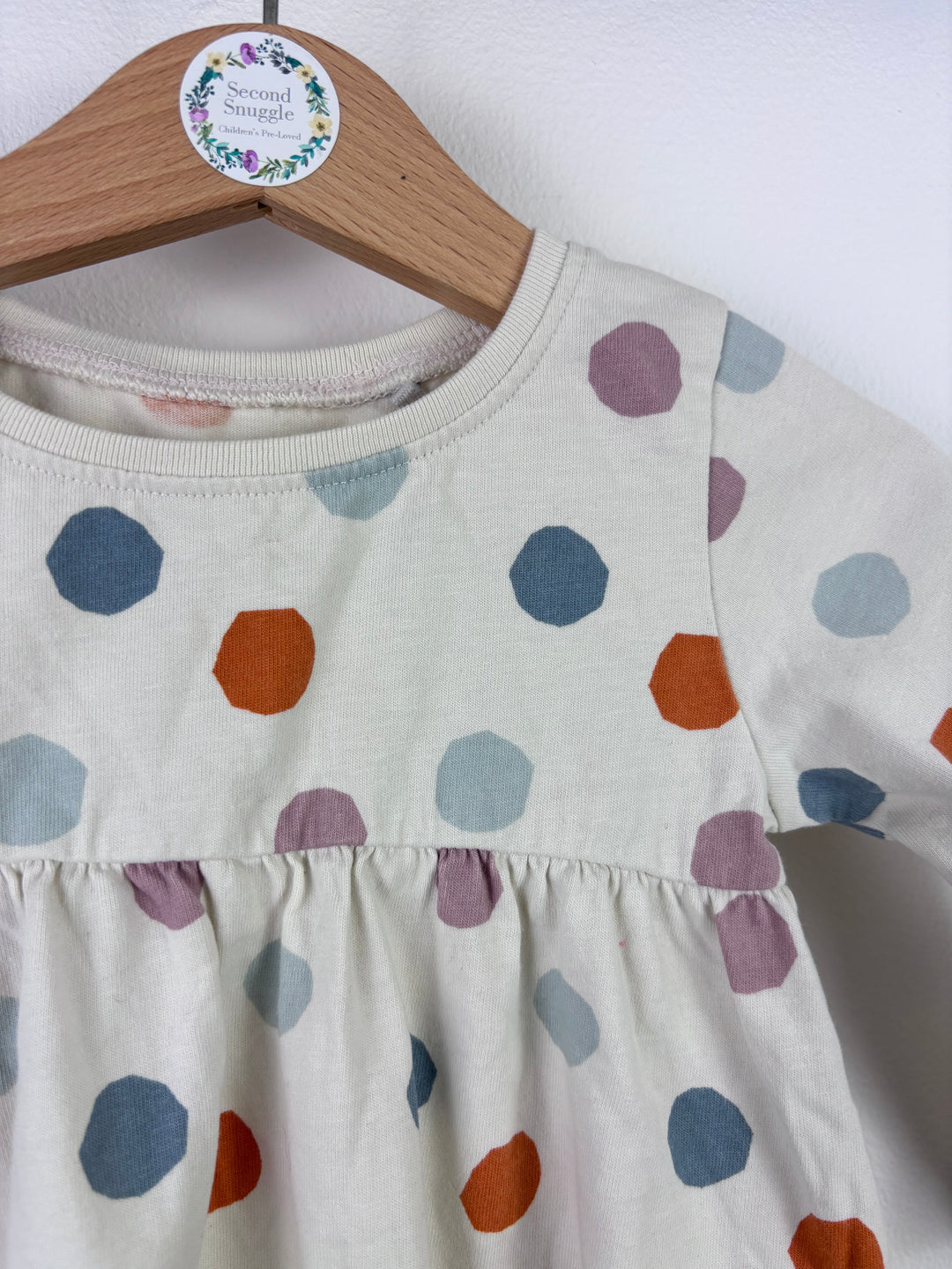 Next Cream Multicoloured Spot Dress 6–9 Months-Dresses-Second Snuggle Preloved