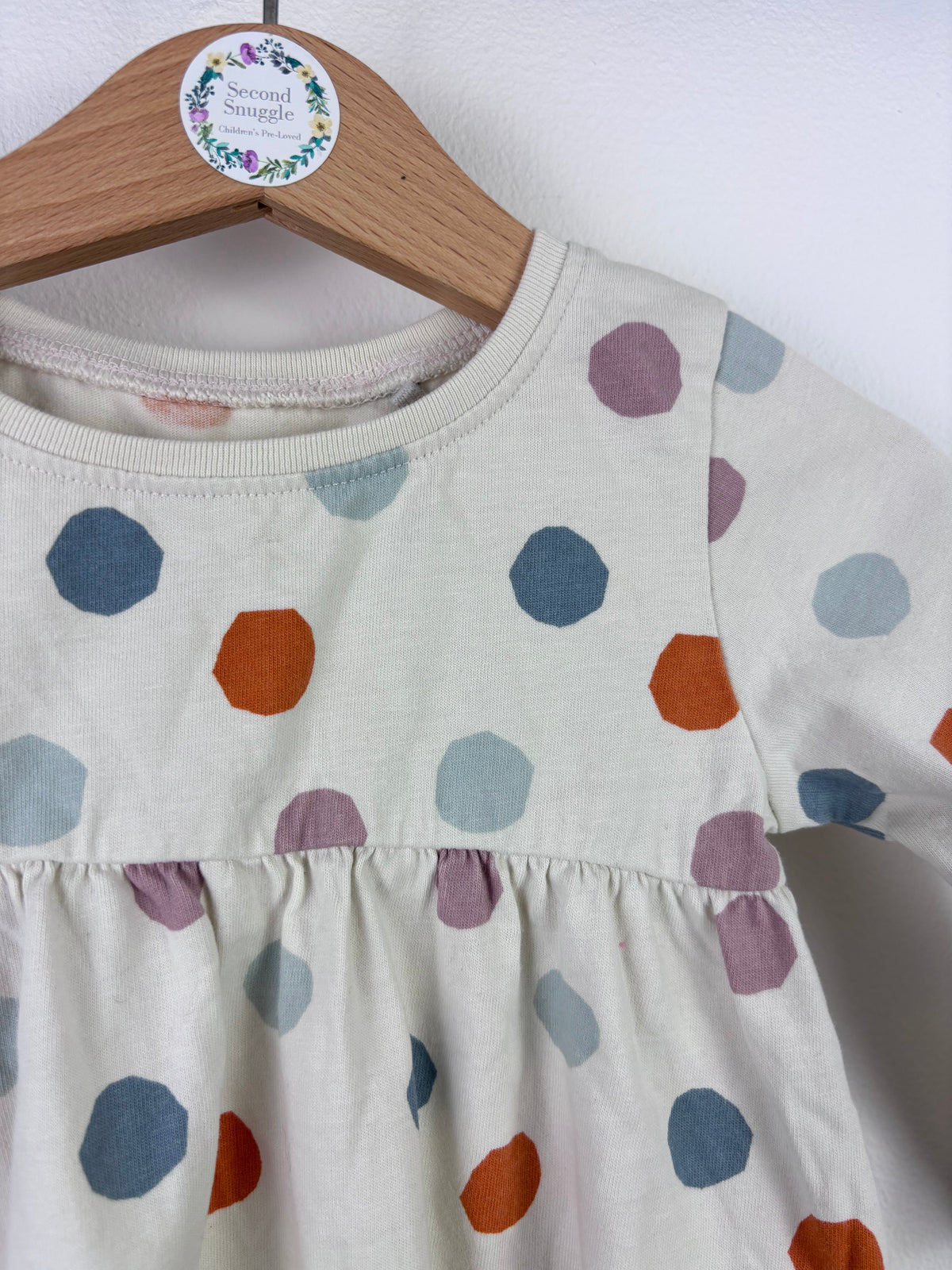Next Cream Multicoloured Spot Dress 6–9 Months-Dresses-Second Snuggle Preloved