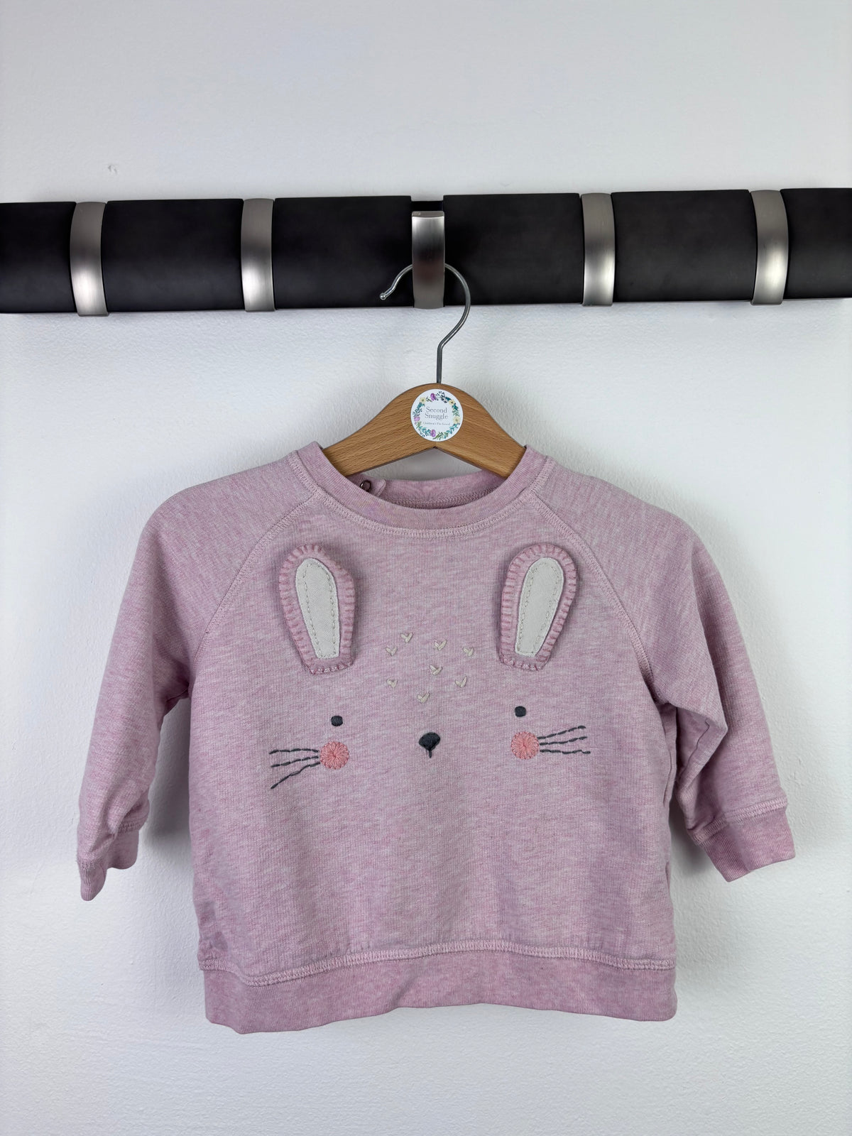 Next Pink Bunny Sweatshirt Dress 6–9 Months-Jumpers-Second Snuggle Preloved