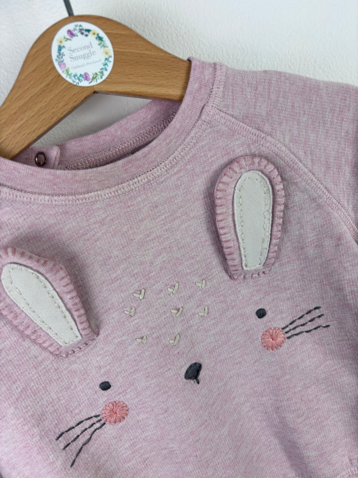 Next Pink Bunny Sweatshirt Dress 6–9 Months-Jumpers-Second Snuggle Preloved