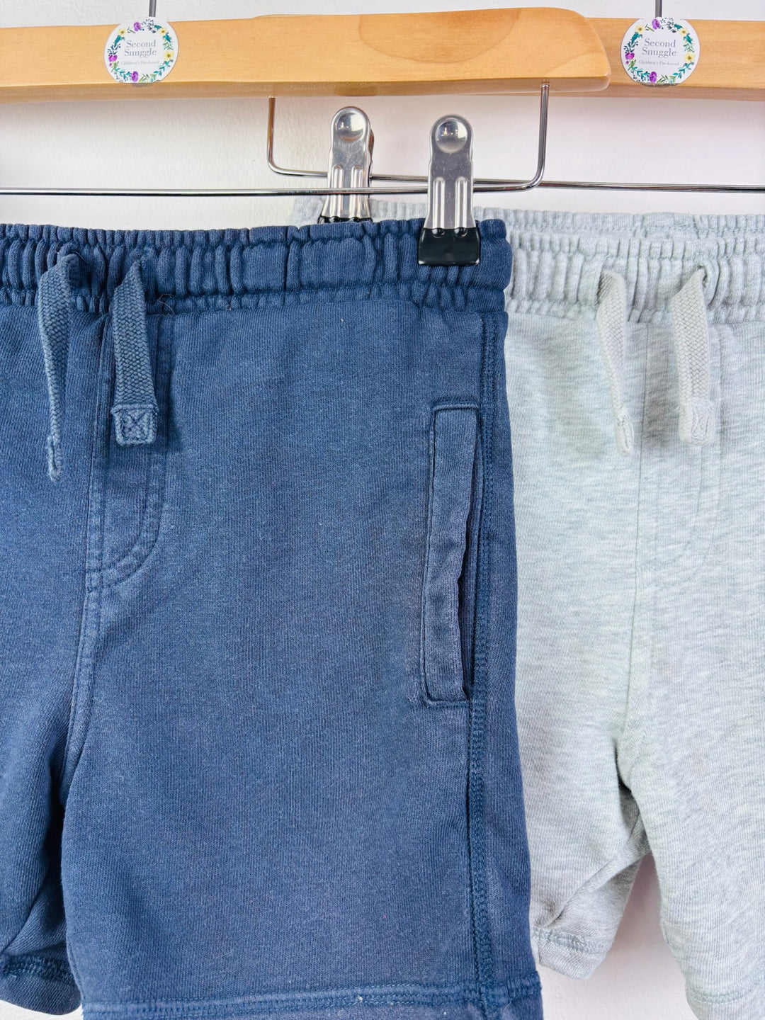 M&S Navy Grey 2 Pack Jersey Shorts 5-6 Years-Shorts-Second Snuggle Preloved