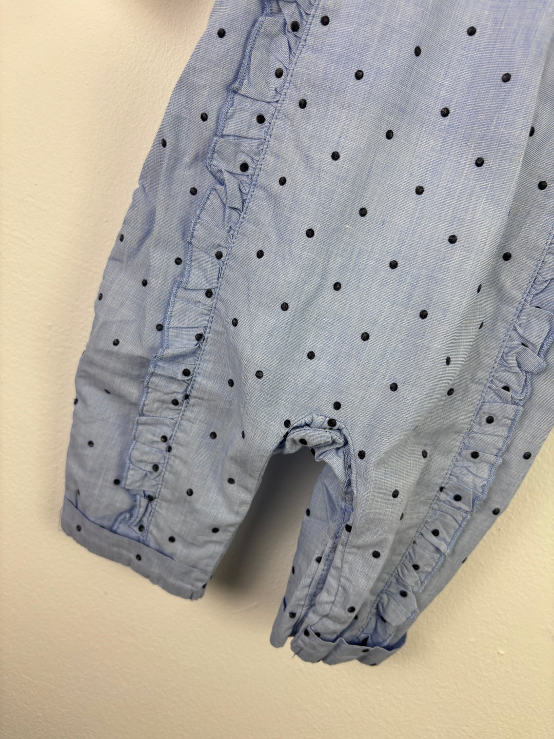Next Blue Polka Dot Frill Dungarees 0–3 Months-Dungarees-Second Snuggle Preloved