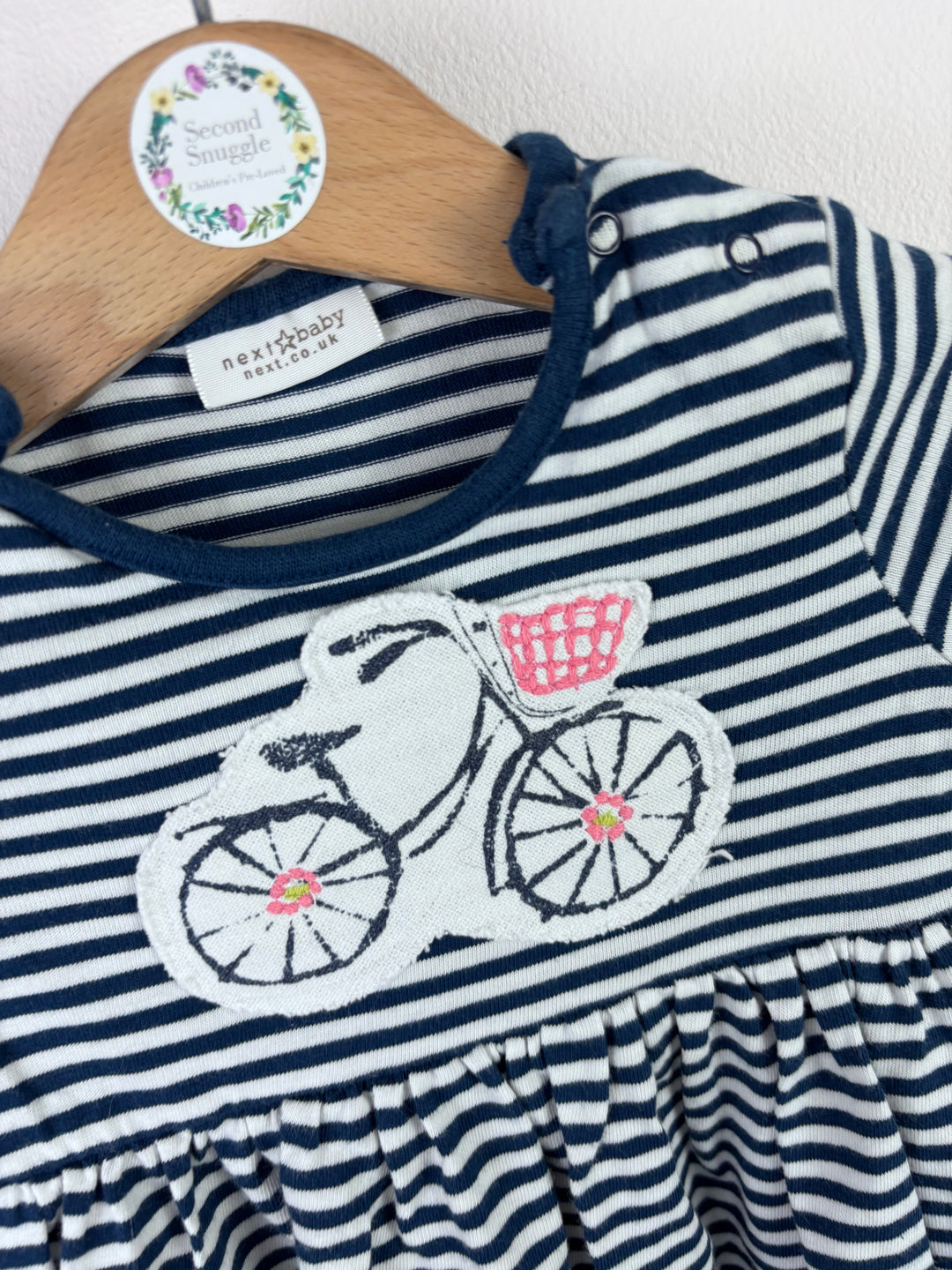 Next Navy Stripe Bicycle Dress Up to 3 Months-Dresses-Second Snuggle Preloved