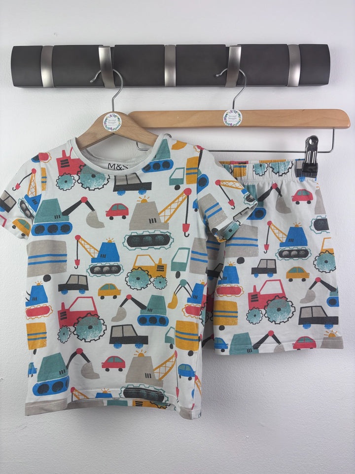 M&S Vehicle Print Short Pyjamas 5-6 Years-Night Wear-Second Snuggle Preloved
