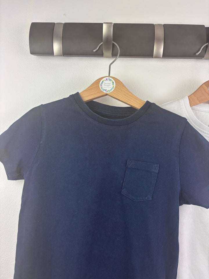 M&S Navy White 2 Pack T-Shirts 4-5 Years-Tops-Second Snuggle Preloved