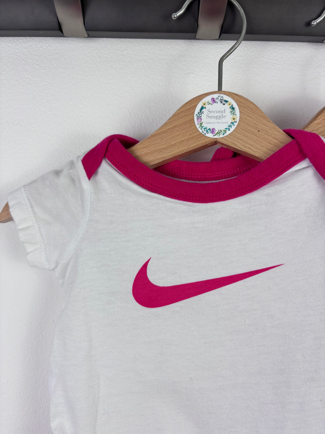 Nike Baby Short Sleeve Bodysuit Set Grey White Pink 3 Months-Vests-Second Snuggle Preloved