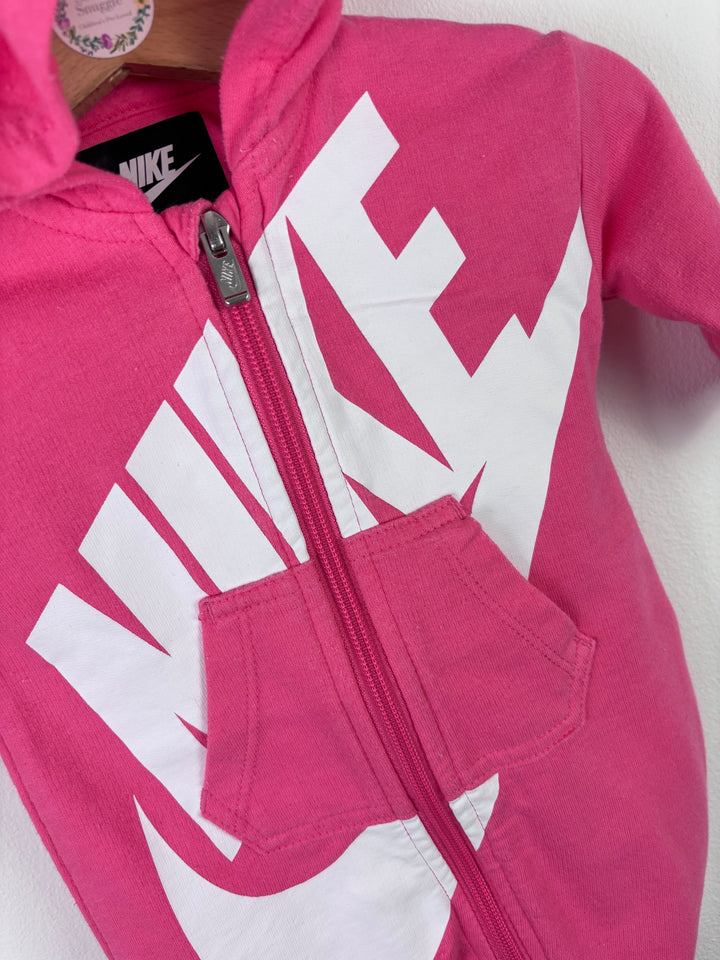 Nike Pink Zip Up Hooded Logo Romper 0–3 Months-Rompers-Second Snuggle Preloved