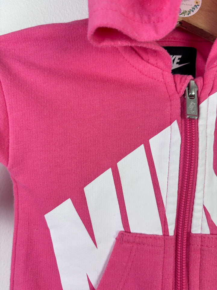 Nike Pink Zip Up Hooded Logo Romper 0–3 Months-Rompers-Second Snuggle Preloved