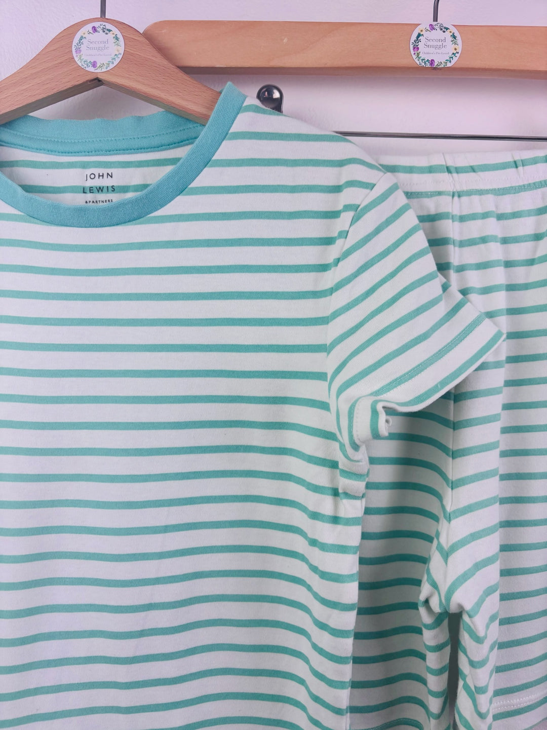 John Lewis Aqua Stripe Short Pyjamas 6 Years-Night Wear-Second Snuggle Preloved