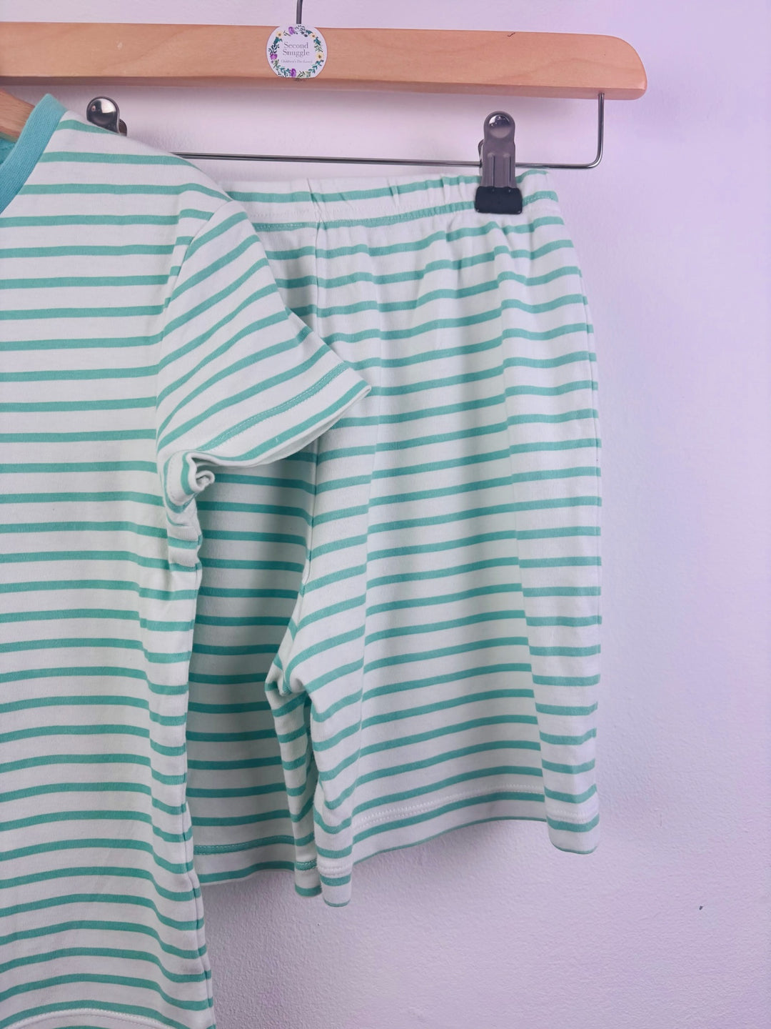 John Lewis Aqua Stripe Short Pyjamas 6 Years-Night Wear-Second Snuggle Preloved