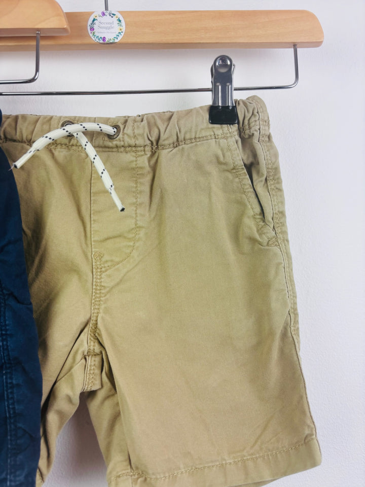 Next Navy Beige 2 Pack Pull-On Shorts 5 Years-Shorts-Second Snuggle Preloved