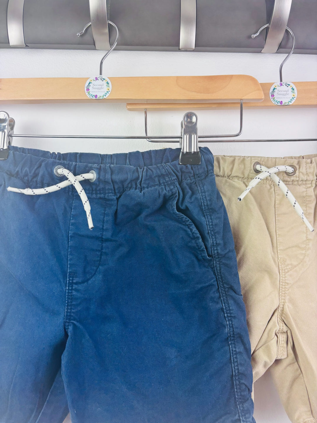 Next Navy Beige 2 Pack Pull-On Shorts 5 Years-Shorts-Second Snuggle Preloved