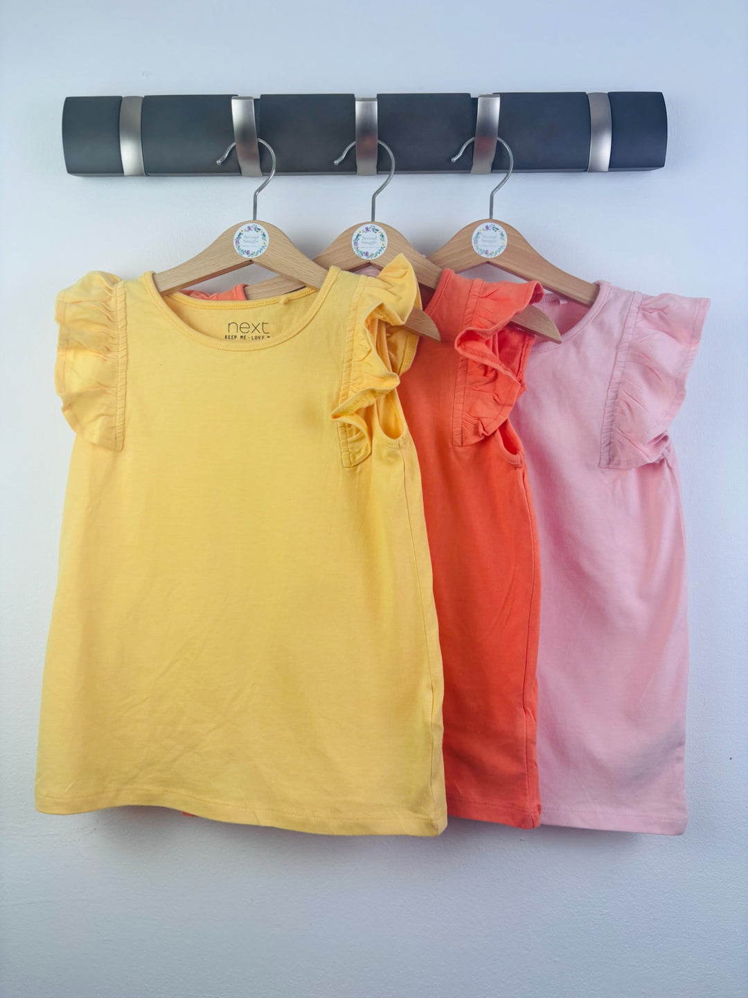 Next Bright 3 Pack Frill Sleeve Tops 5-6 Years-Tops-Second Snuggle Preloved