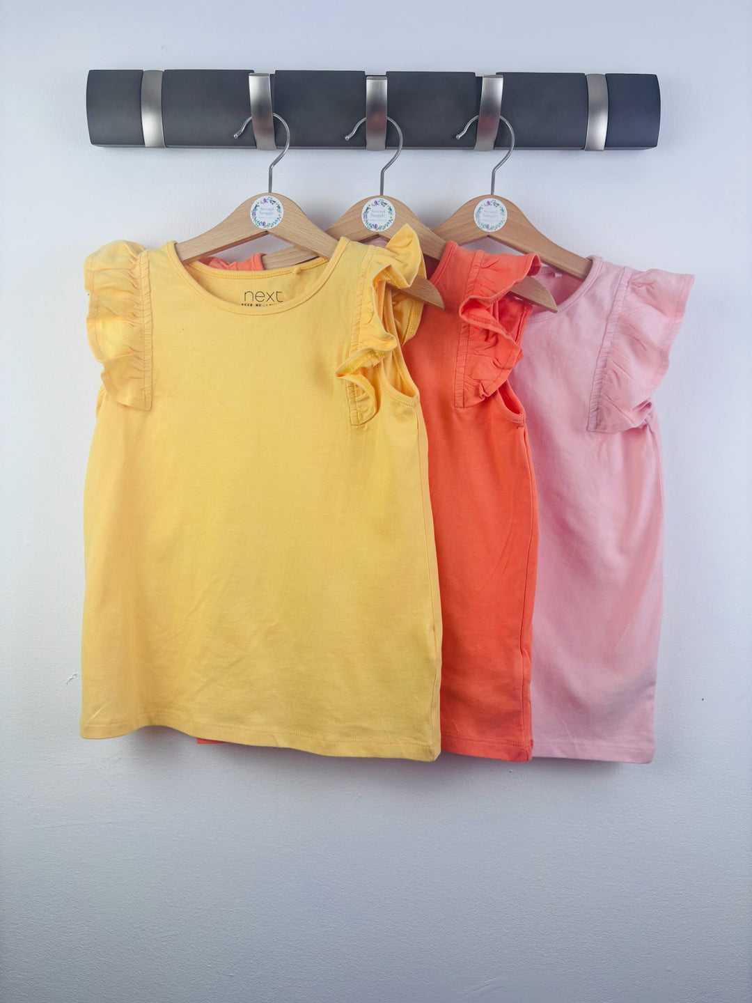 Next Bright 3 Pack Frill Sleeve Tops 5-6 Years-Tops-Second Snuggle Preloved