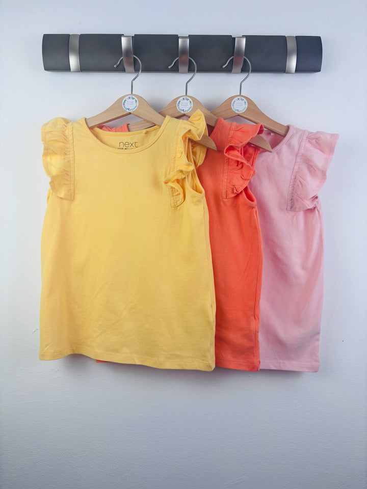 Next Bright 3 Pack Frill Sleeve Tops 5-6 Years-Tops-Second Snuggle Preloved