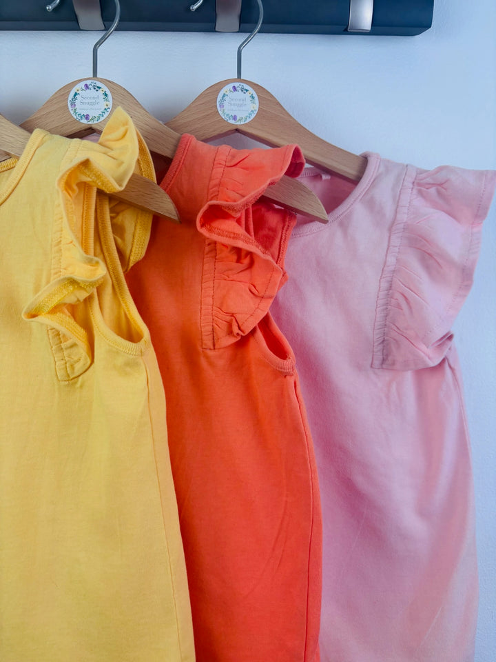 Next Bright 3 Pack Frill Sleeve Tops 5-6 Years-Tops-Second Snuggle Preloved