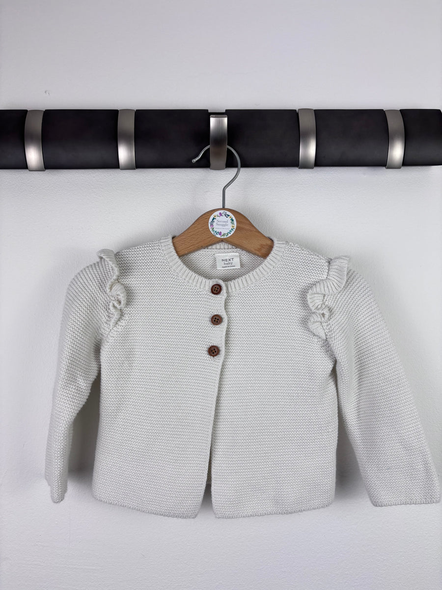 Next Cream Knit Cardigan with Frill Shoulder Detail 6–9 Months-Cardigans-Second Snuggle Preloved