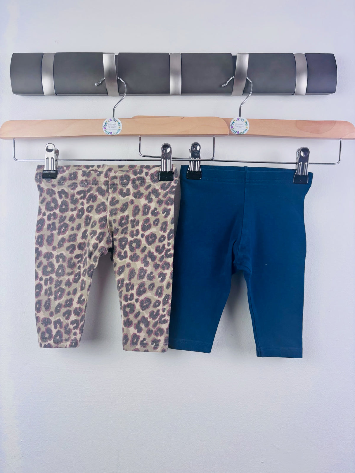 Next Leopard Blue 2 Pack Baby Leggings 3-6 Months-Leggings-Second Snuggle Preloved