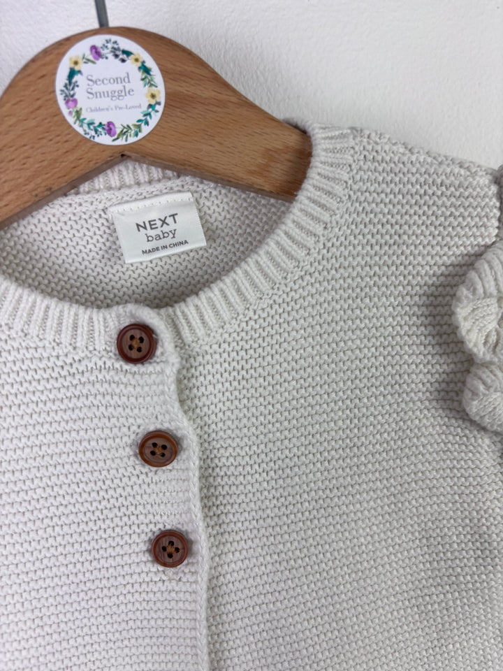 Next Cream Knit Cardigan with Frill Shoulder Detail 6–9 Months-Cardigans-Second Snuggle Preloved
