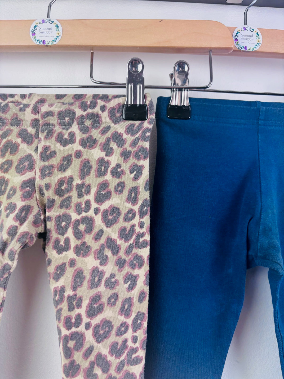 Next Leopard Blue 2 Pack Baby Leggings 3-6 Months-Leggings-Second Snuggle Preloved