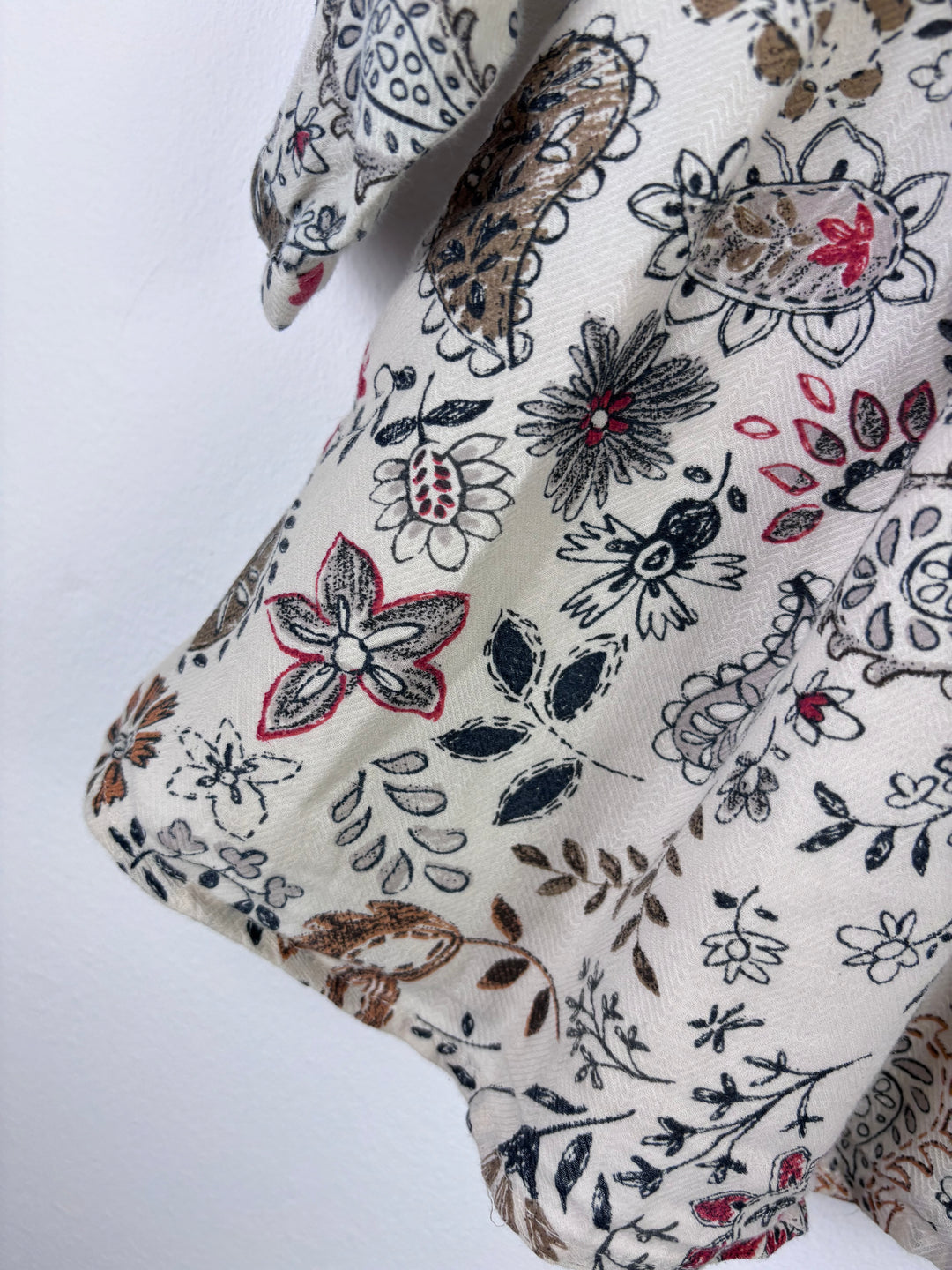 Next Cream Floral Smocked Dress with Peter Pan Collar 6–9 Months-Dresses-Second Snuggle Preloved