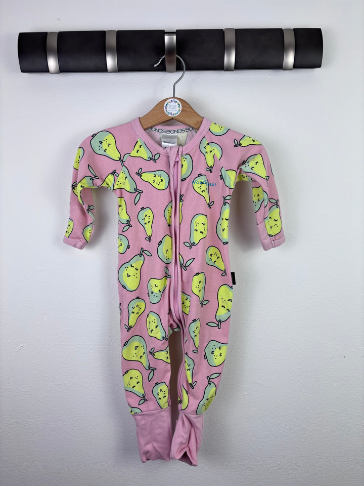 Bonds Pink Pear Print Zip Wondersuit 3–6 Months-Sleepsuits-Second Snuggle Preloved