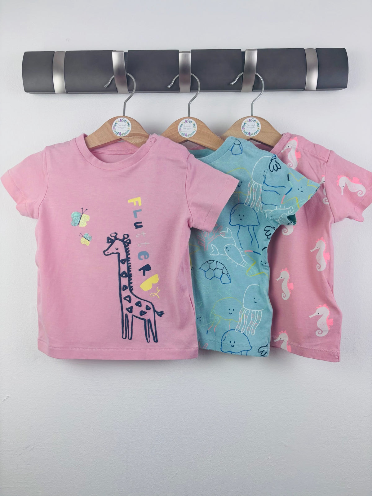 M&S 3 Pack Animal Print T-Shirts 6-9 Months-Tops-Second Snuggle Preloved