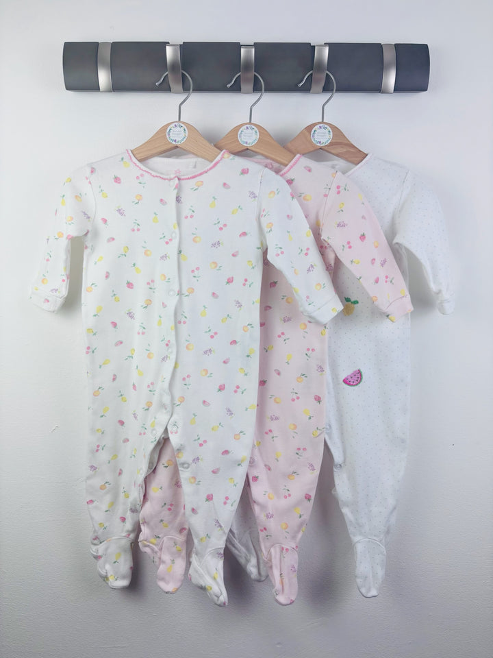 Next 3 Pack Fruit Sleepsuits 6-9 Months-Sleepsuits-Second Snuggle Preloved