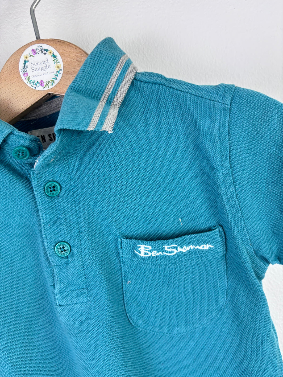 Ben Sherman Teal Short Sleeve Polo Shirt 3–4 Years-Tops-Second Snuggle Preloved