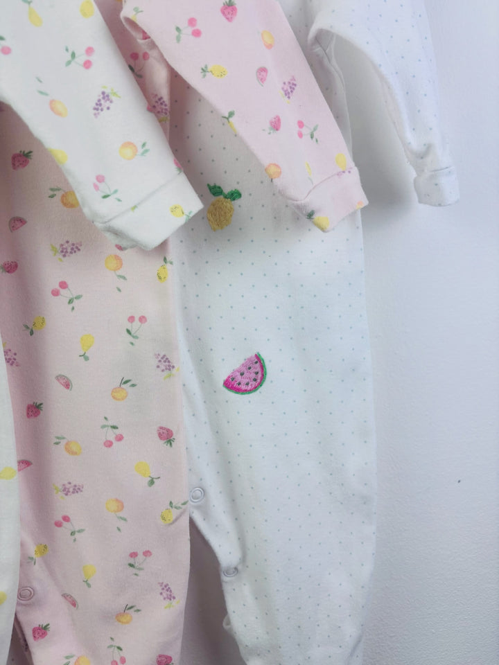 Next 3 Pack Fruit Sleepsuits 6-9 Months-Sleepsuits-Second Snuggle Preloved