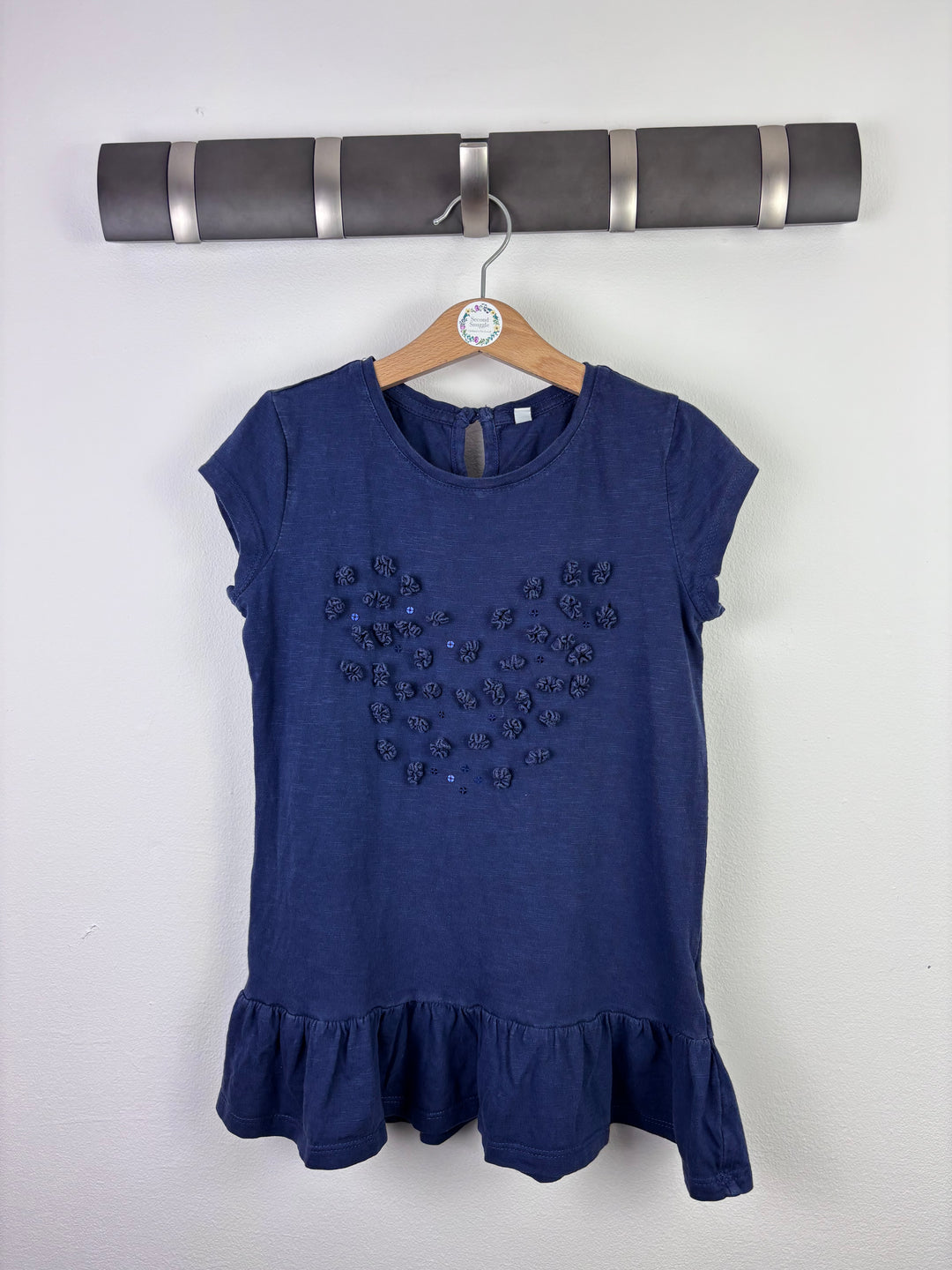 M&S Navy Heart Detail Peplum Top 6–7 Years-Tops-Second Snuggle Preloved