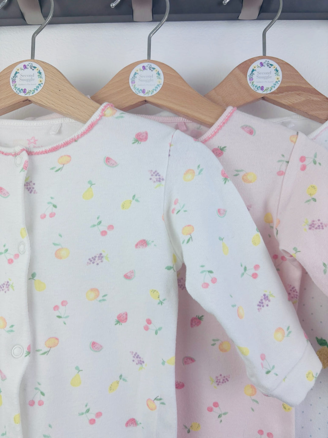 Next 3 Pack Fruit Sleepsuits 6-9 Months-Sleepsuits-Second Snuggle Preloved