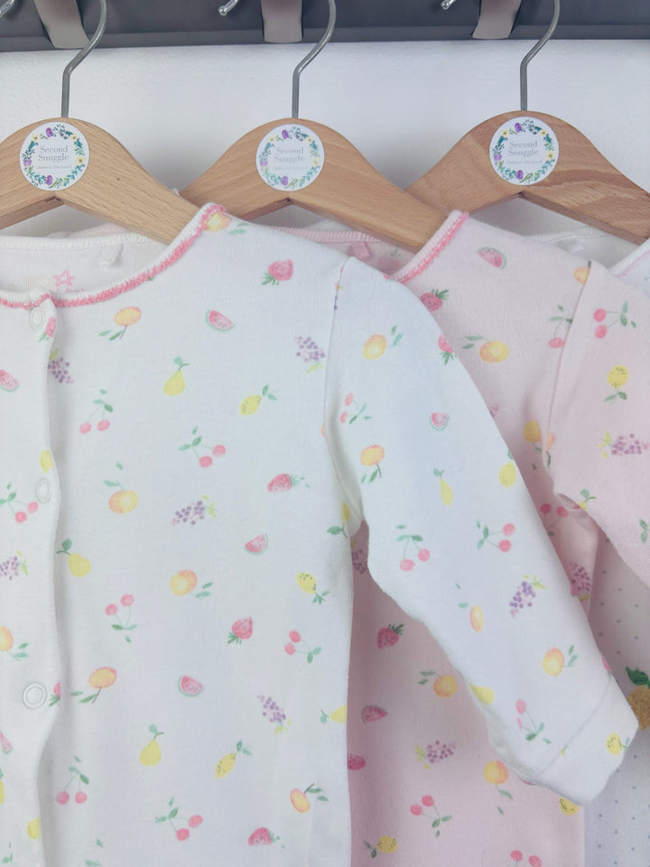 Next 3 Pack Fruit Sleepsuits 6-9 Months-Sleepsuits-Second Snuggle Preloved