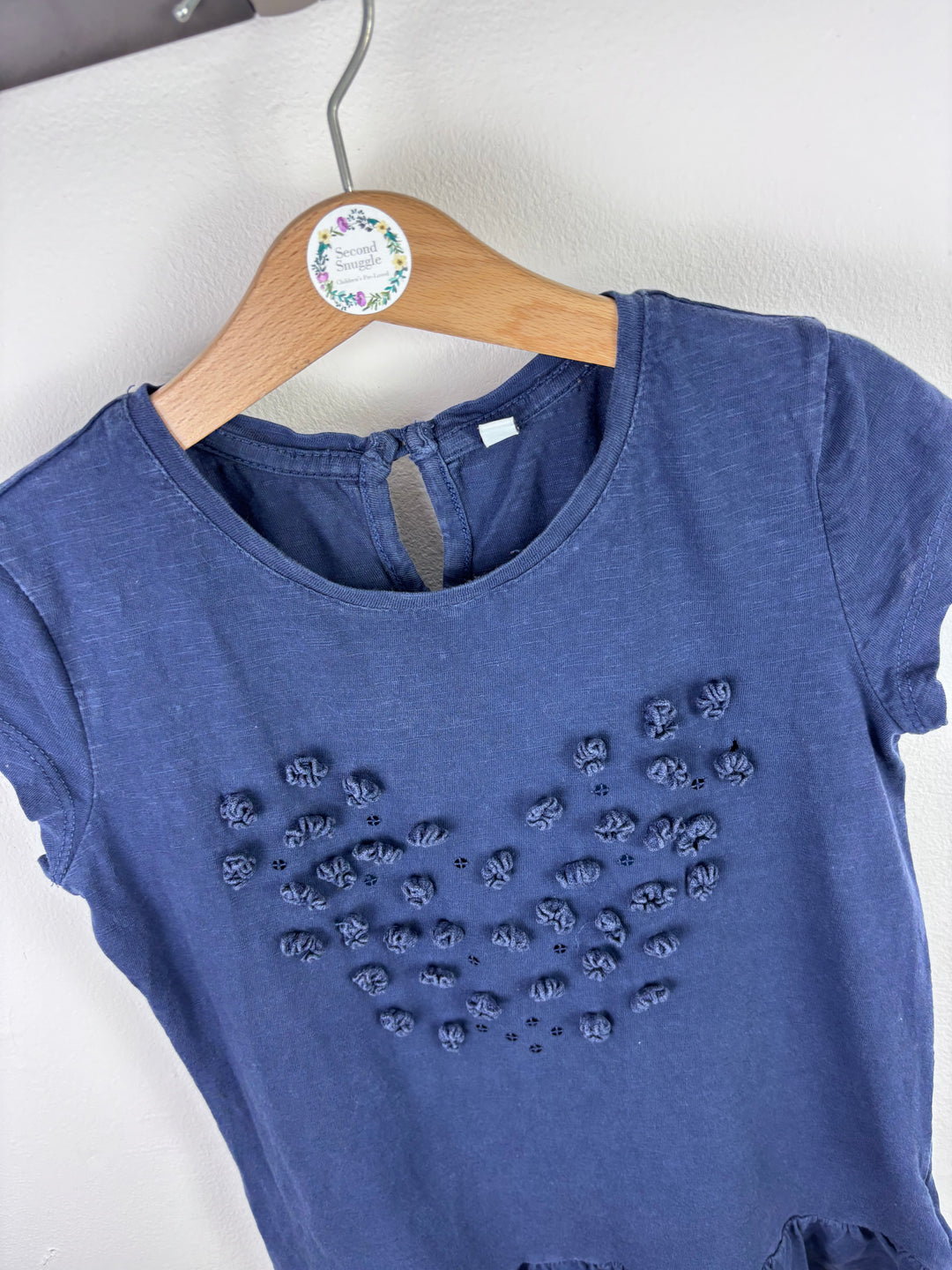 M&S Navy Heart Detail Peplum Top 6–7 Years-Tops-Second Snuggle Preloved