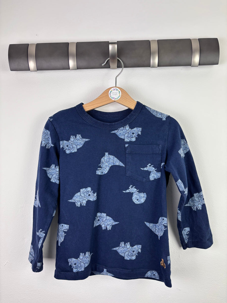 Gap Navy Dinosaur Print Long Sleeve Top 4 Years-Tops-Second Snuggle Preloved