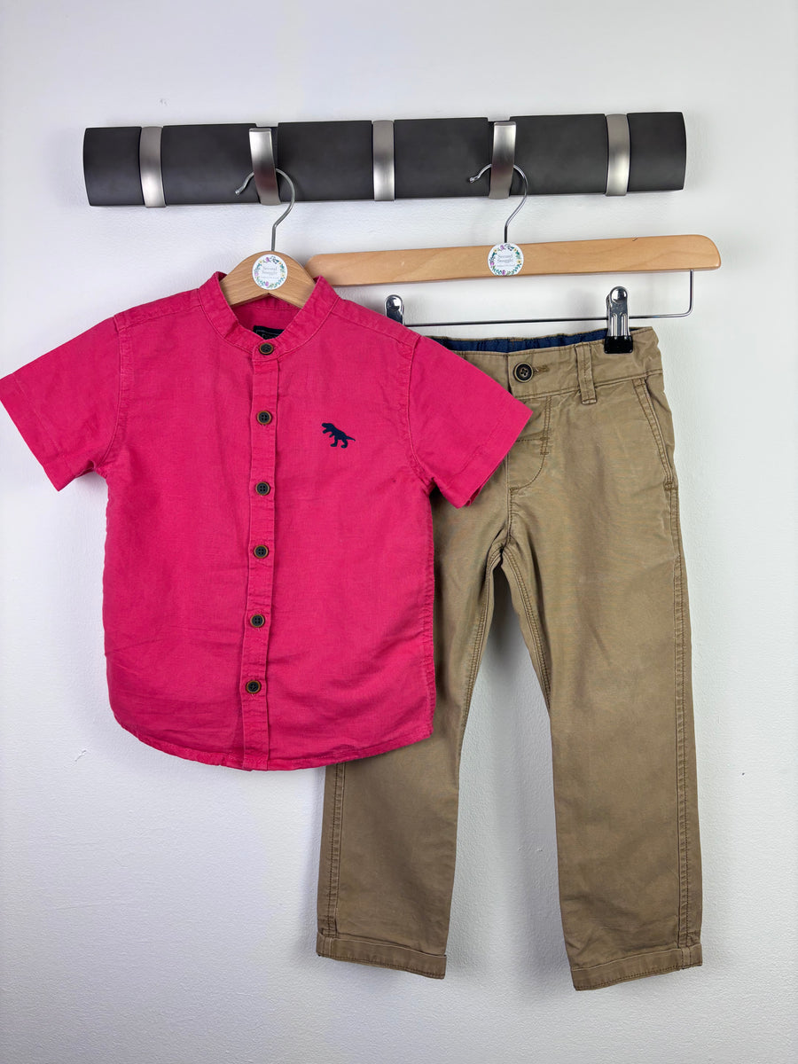 Next Pink Shirt and Beige Chinos Outfit Set 2–3 Years-Sets-Second Snuggle Preloved