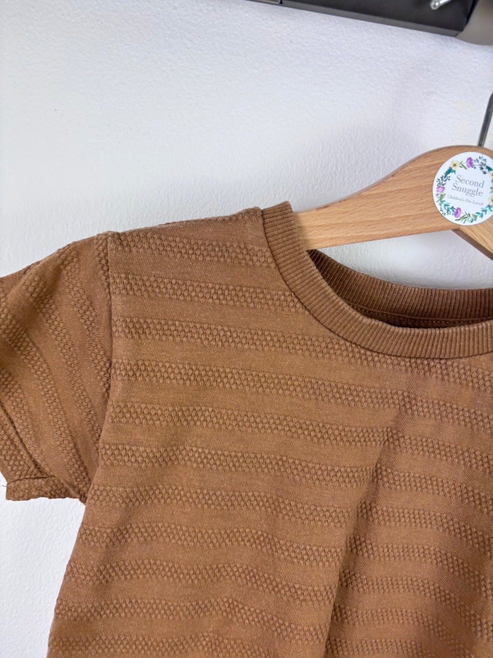 Next Brown Textured Short Sleeve Top 2–3 Years-Tops-Second Snuggle Preloved