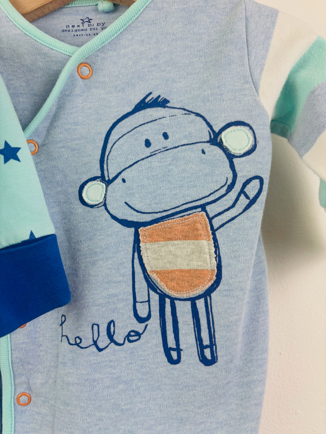 Next 2 Pack Blue Baby Sleepsuits Up To 3 Months-Sleepsuits-Second Snuggle Preloved