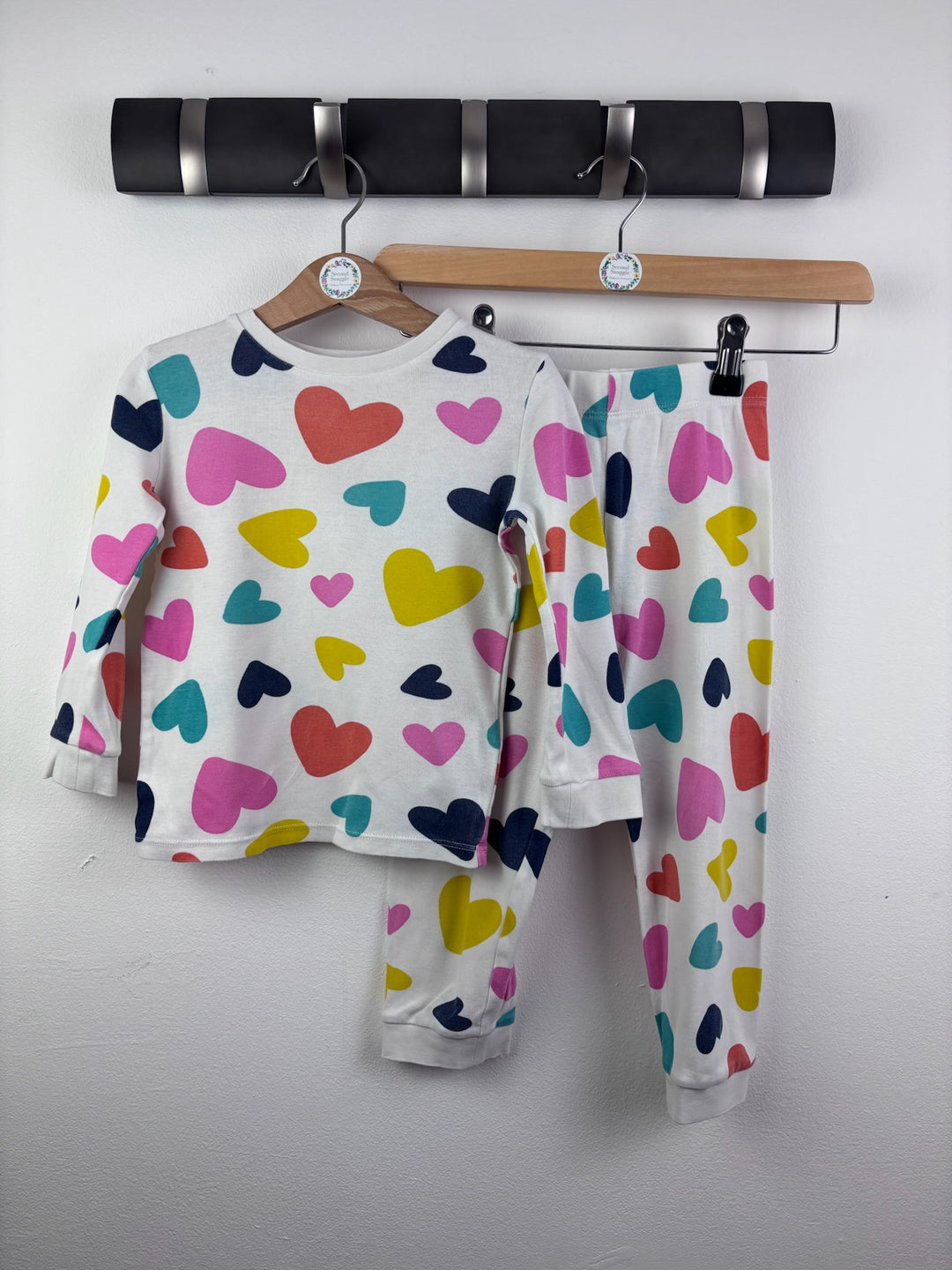 M&S Colourful Heart Pyjamas 2-3 Years-Night Wear-Second Snuggle Preloved