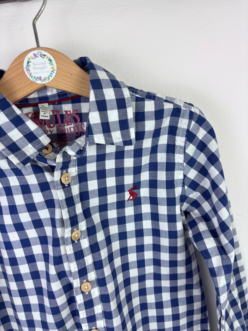 Joules Blue and White Gingham Long Sleeve Shirt 5 Years-Shirts-Second Snuggle Preloved
