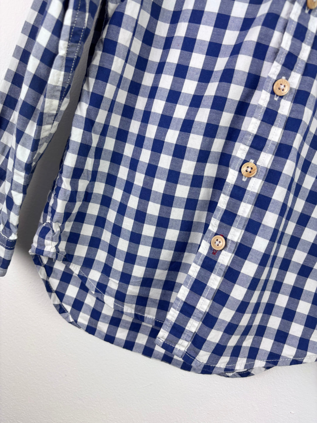 Joules Blue and White Gingham Long Sleeve Shirt 5 Years-Shirts-Second Snuggle Preloved