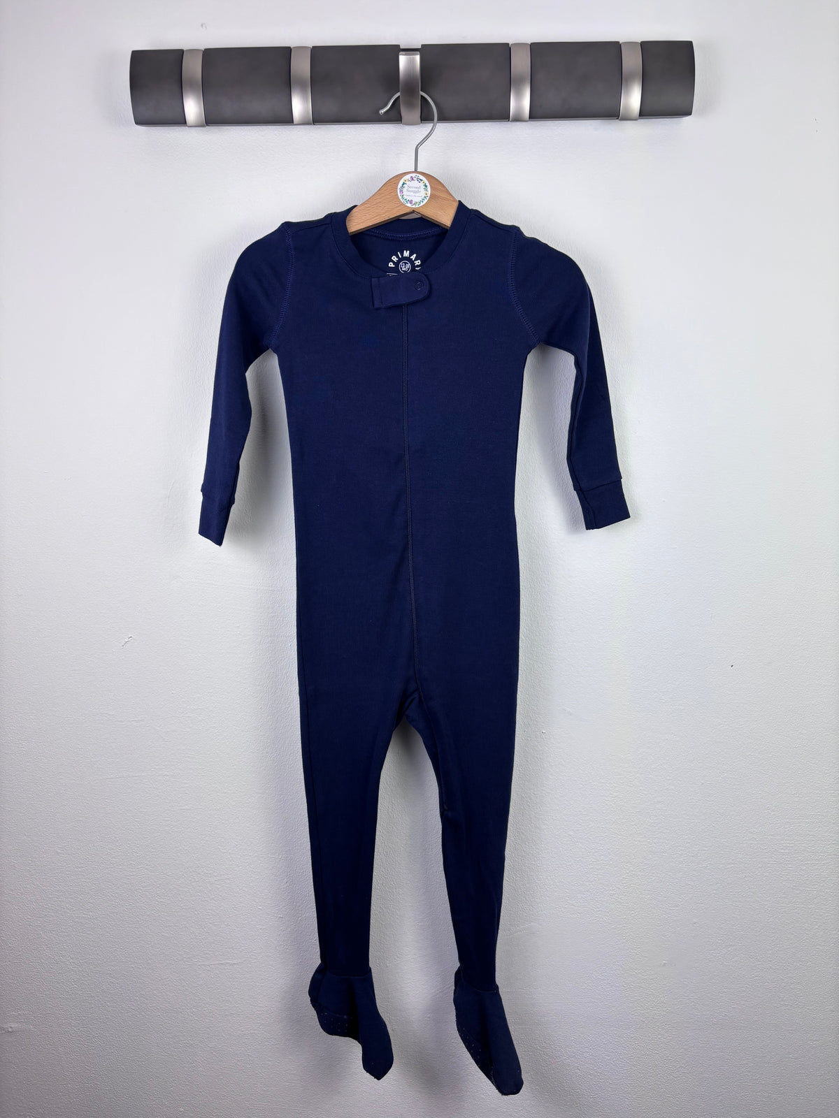 Primary Navy Long Sleeve Zip Sleepsuit 9-12 Months-Sleepsuits-Second Snuggle Preloved