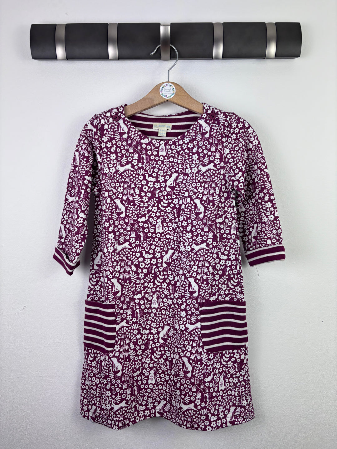 JoJo Maman Bébé Burgundy Woodland Print Dress 4–5 Years-Dresses-Second Snuggle Preloved