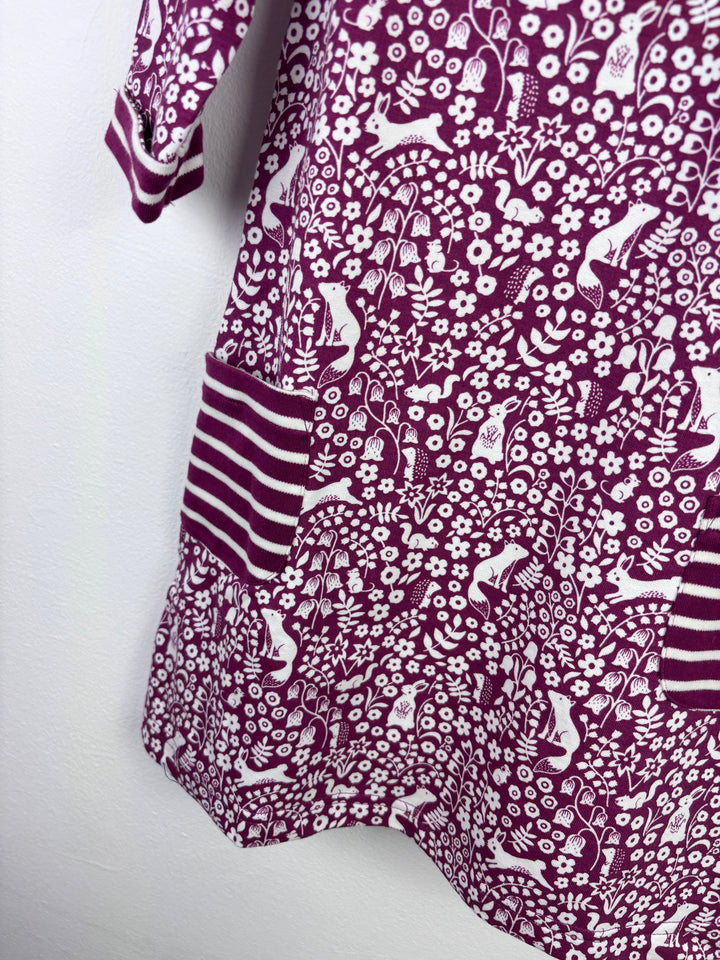 JoJo Maman Bébé Burgundy Woodland Print Dress 4–5 Years-Dresses-Second Snuggle Preloved