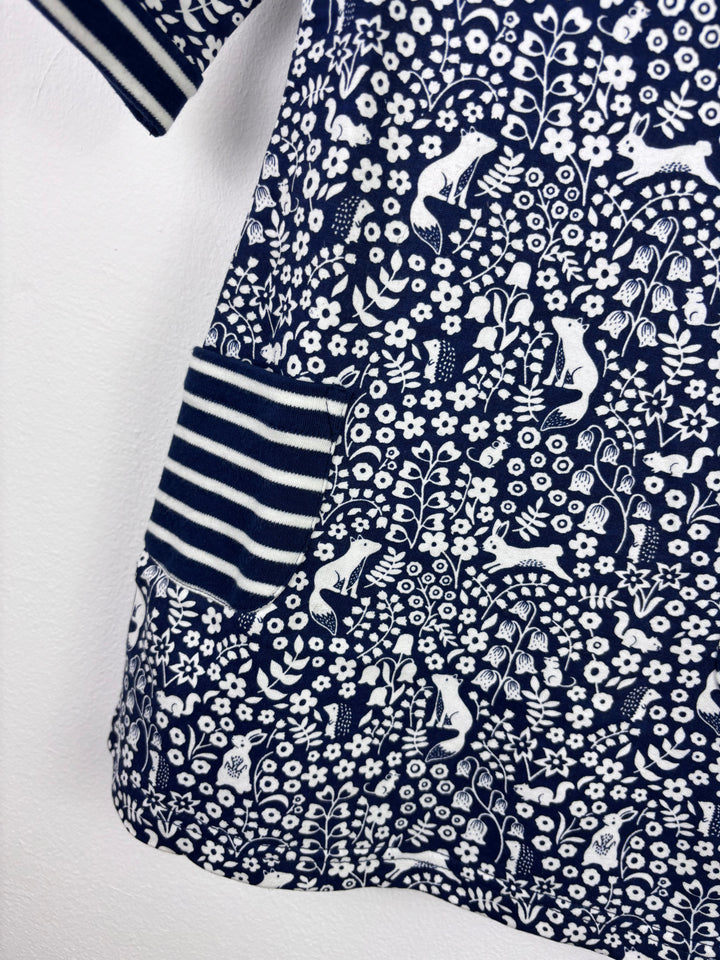 JoJo Maman Bébé Navy Woodland Print Dress 5-6 Years-Dresses-Second Snuggle Preloved