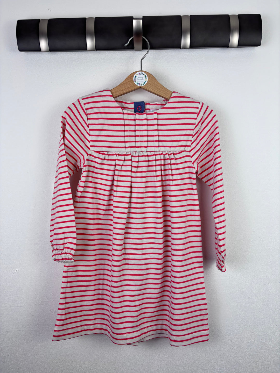 Baby Boden Red and Cream Stripe Long Sleeve Dress 2–3 Years-Dresses-Second Snuggle Preloved